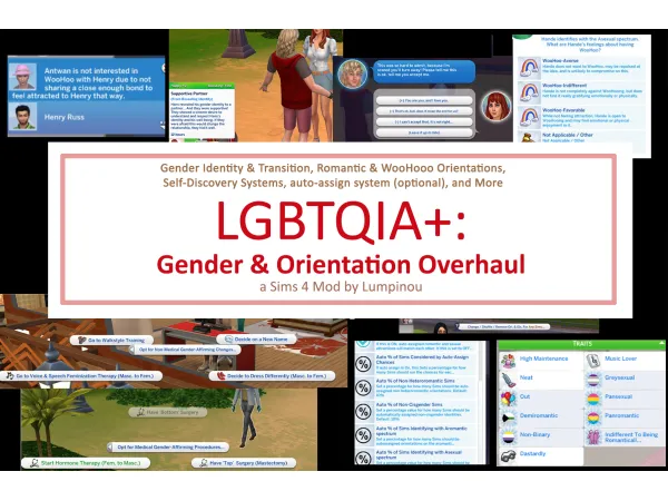 Mix LGBTQIA Gender Orientation Overhaul by simsfinds - The Sims 4 Custom Content