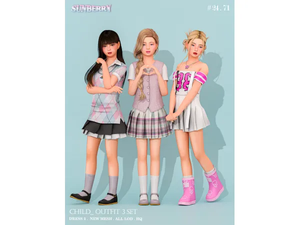 [Sunberry] Child Outfit 3 Set 24.71 - The Sims 4 custom content