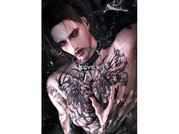 Mix [SIMS4TS4]PPENG Tattoo N041 Black Vision by ppeng - The Sims 4 Custom Content