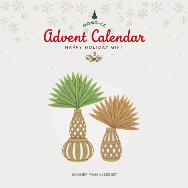 Maxis Match Advent Calendar 2024 Summer Palm Vase by simsfinds - The Sims 4 Custom Content
