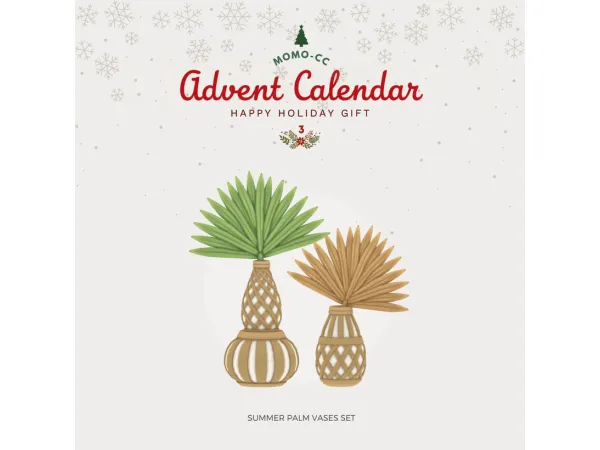 Maxis Match Advent Calendar 2024 Summer Palm Vase by MOMOCC - The Sims 4 Custom Content