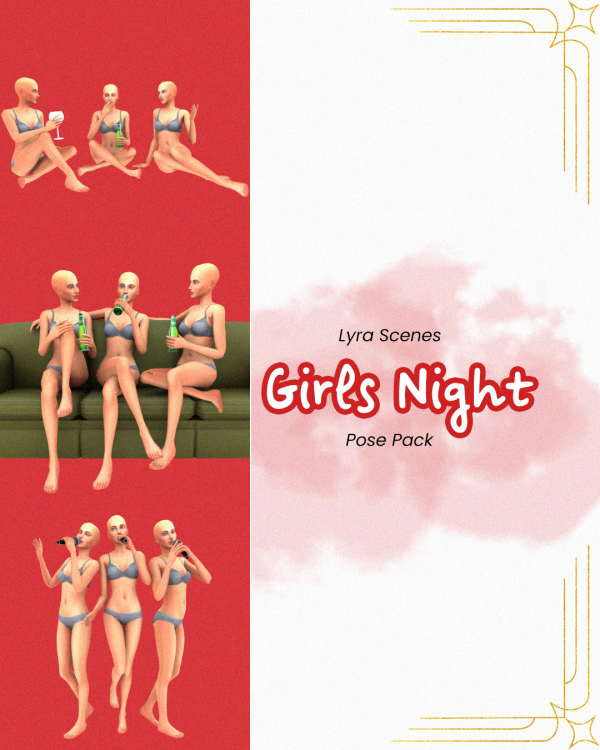 Mix Girls Night Pose Pack by simsfinds - The Sims 4 Custom Content