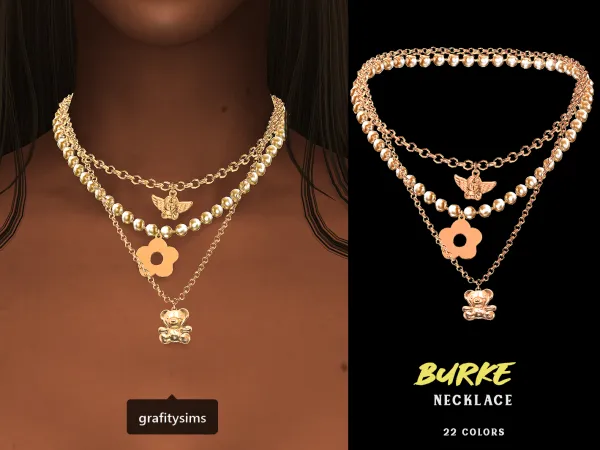 Alpha Burke Necklace by grafity-cc - The Sims 4 Custom Content