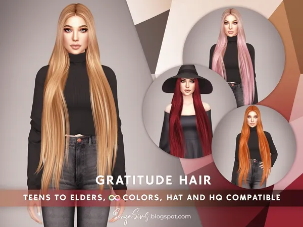 Alpha Gratitude Hair by sonyasims - The Sims 4 Custom Content