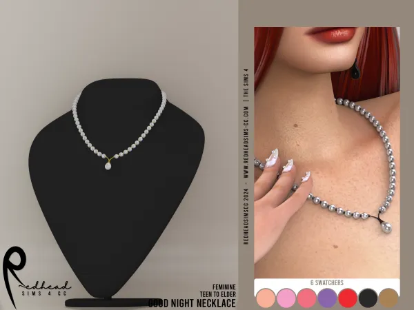 Alpha GOOD NIGHT NECKLACE by redheadsims - The Sims 4 custom content