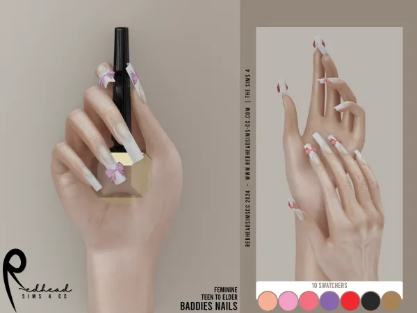 Alpha BADDIES NAILS by redheadsims - The Sims 4 Custom Content