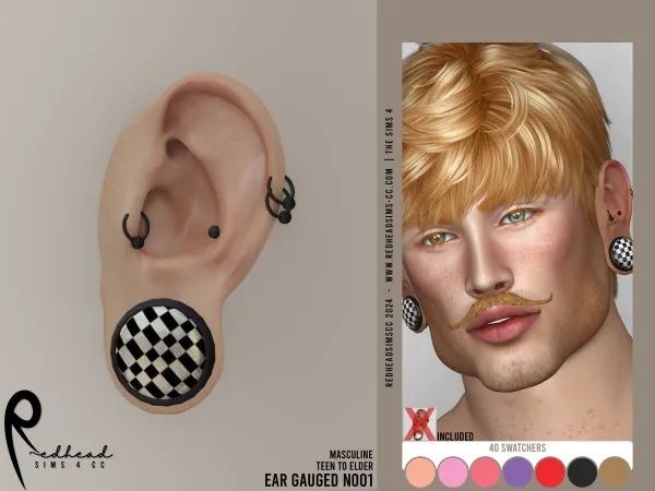 Alpha EAR GAUGED N001 by redheadsims - The Sims 4 Custom Content