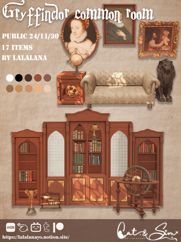 Alpha The Magic World Set Gryffindor Common Room by simsfinds - The Sims 4 Custom Content