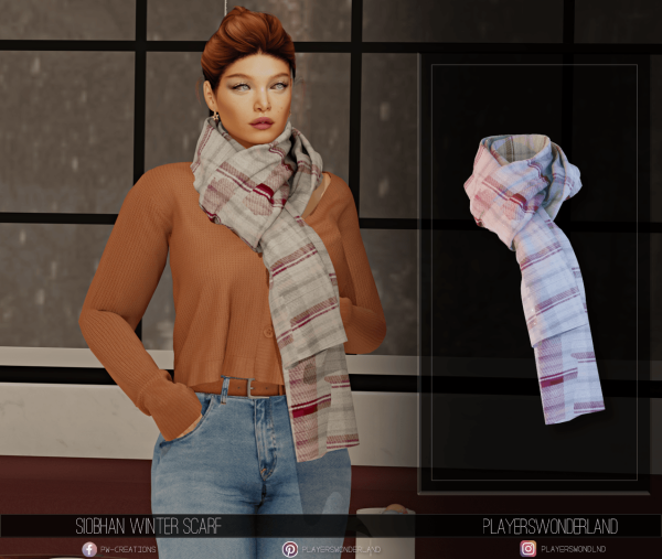 Alpha Siobhan Winter Scarf by simsfinds - The Sims 4 Custom Content