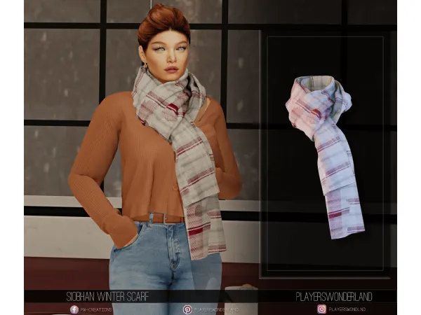 Alpha Siobhan Winter Scarf by PlayersWonderland - The Sims 4 Custom Content