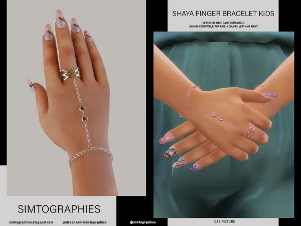 Alpha Shaya Finger Bracelet Kids by simtographies - The Sims 4 Custom Content