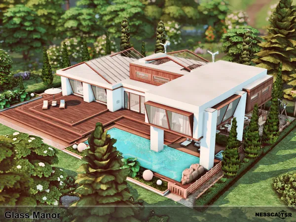 Maxis Match Glass Manor by nesscasims - The Sims 4 Custom Content