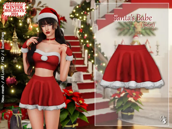 Mix Santa's Babe (Skirt) by WisteriaSims - The Sims 4 Custom Content