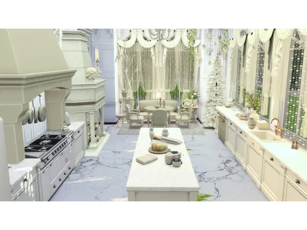 Maxis Match WHITE CHRISTMAS KITCHEN by SimsClutterChaos - The Sims 4 Custom Content