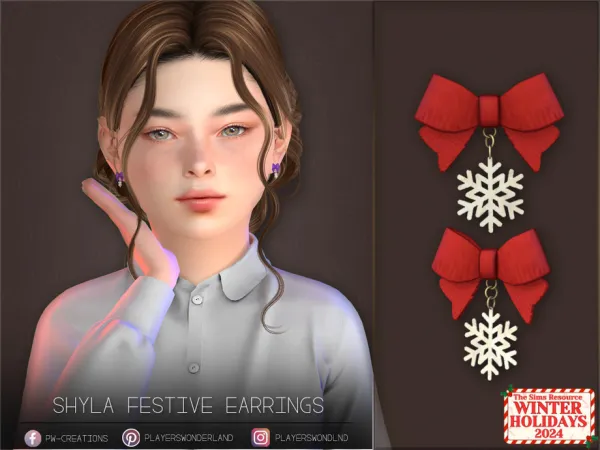 Alpha Shyla Festive Earrings Kids by thesimsresource - The Sims 4 Custom Content