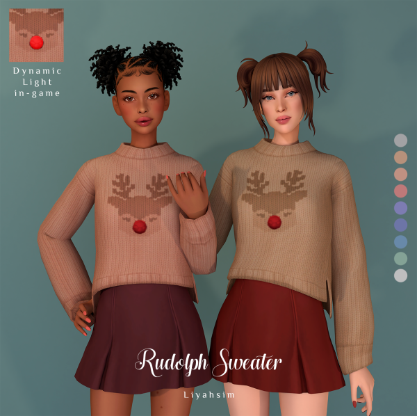 Maxis Match Rudolph Sweater by liyahsim - The Sims 4 Custom Content