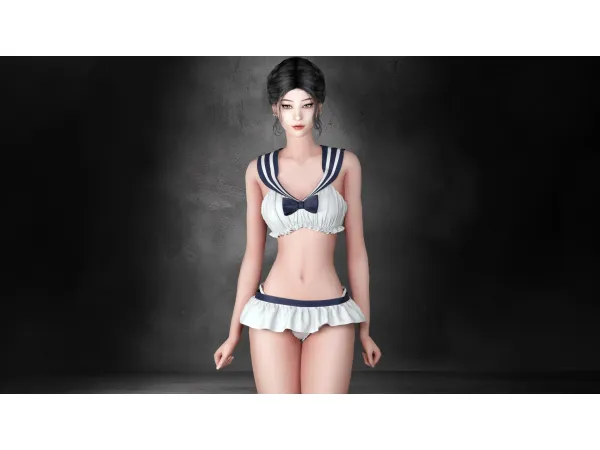 Mix KISUKE SAILOR BIKINI SET by Garfiel - The Sims 4 Custom Content