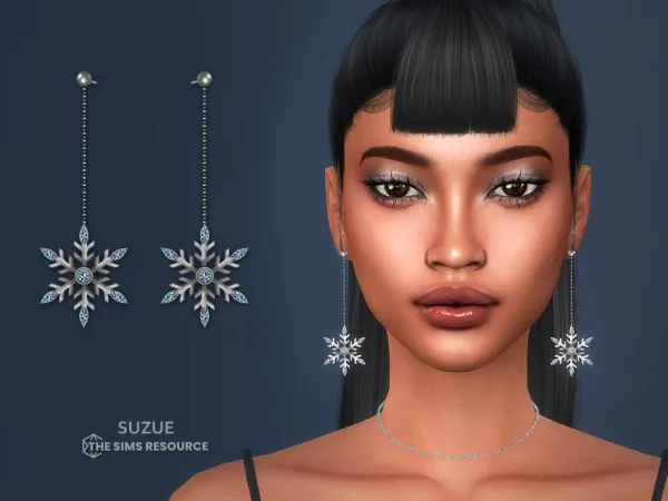 Alpha Winter Earrings by Suzue - The Sims 4 Custom Content