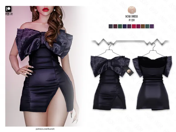 Alpha Bow Dress P159 by busratr - The Sims 4 Custom Content