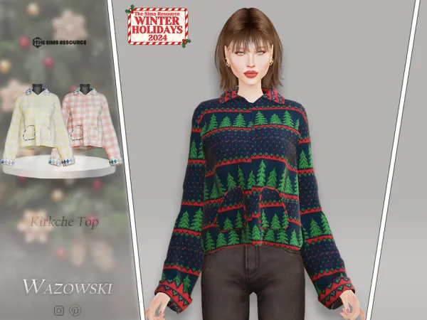 Alpha Kirkche Top by _WAZOWSKI_ - The Sims 4 Custom Content