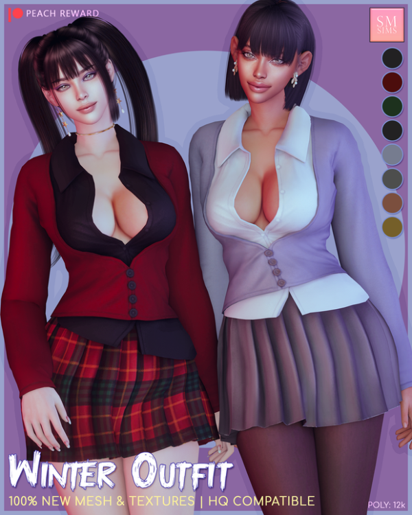 Mix Winter Outfit by simsfinds - The Sims 4 Custom Content