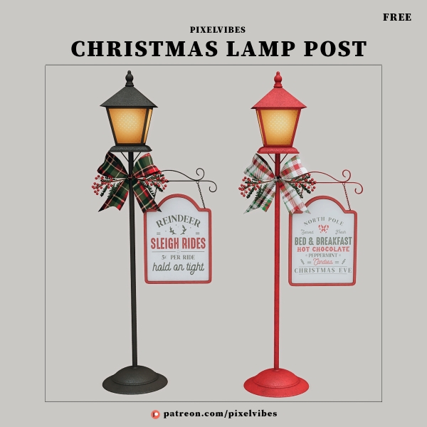 Alpha Christmas Lamp Post by pixelvibes - The Sims 4 Custom Content