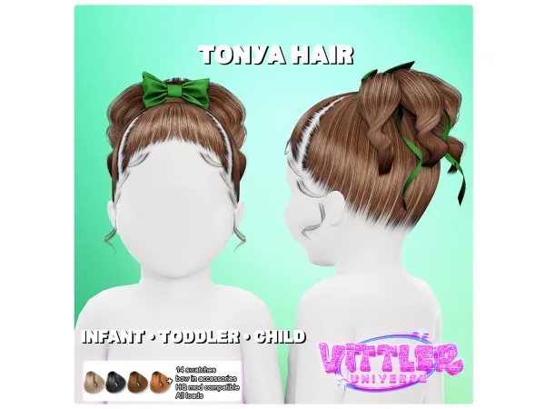 Alpha Tonya Infant Toddler Child Hair by VittlerUniverse - The Sims 4 custom content