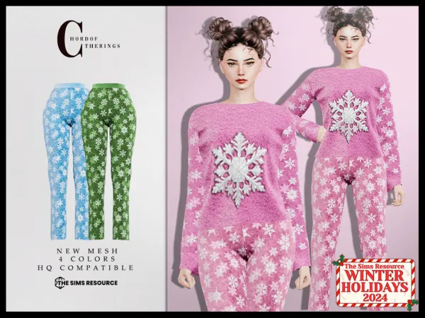 Alpha Winter Holidays 2024 Pajama Pants B 124 by thesimsresource - The Sims 4 Custom Content