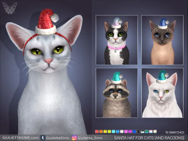 Alpha Santa Hat Headband For Cats by feyona - The Sims 4 Custom Content