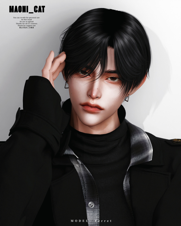 Alpha [Maoni_cat]HAIR No32 ver1 by simsfinds - The Sims 4 Custom Content