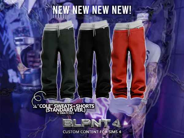 Alpha BLUPRNT 'Cole' Sweats Shorts Standard Version by decayed - The Sims 4 Custom Content