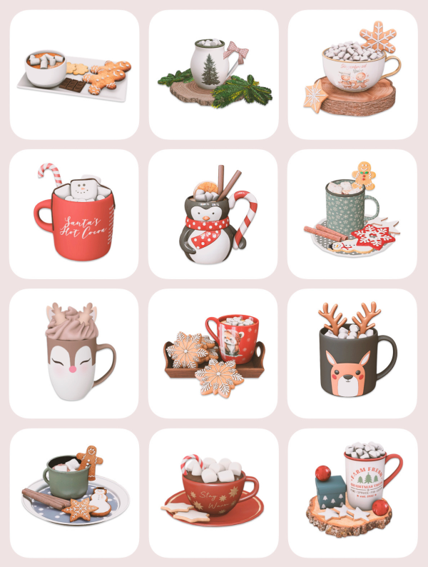 Mix Christmas mugs blog by simsfinds - The Sims 4 Custom Content