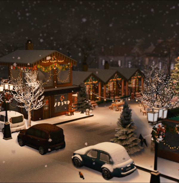Maxis Match Christmas Park cafe bar ice rink by simsfinds - The Sims 4 Custom Content