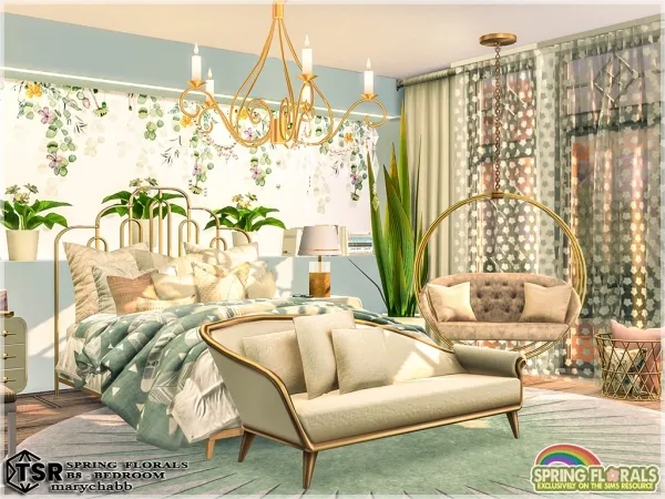 Mix Spring Florals B7 Bedroom - The Sims 4 Custom Content