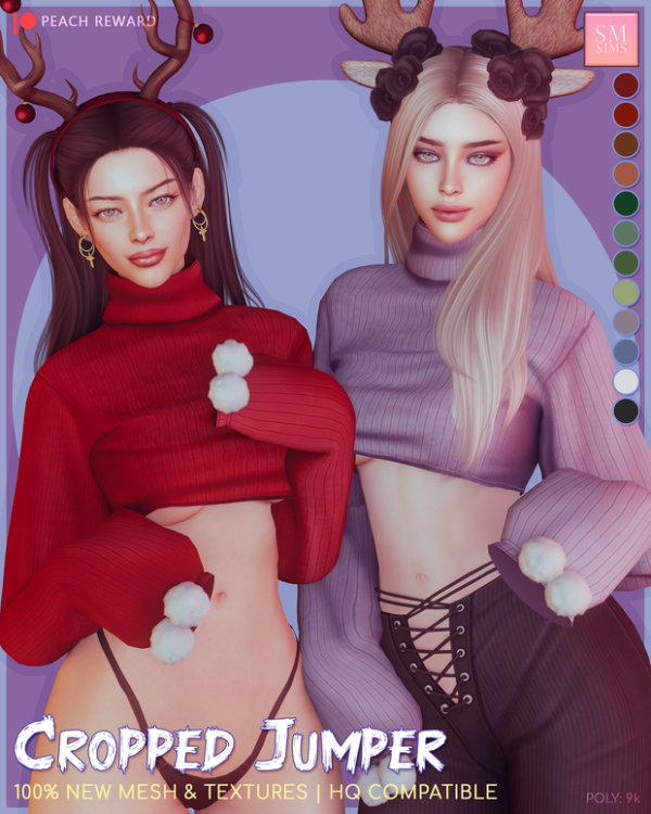 Alpha PEACH Cropped Jumper by simsfinds - The Sims 4 Custom Content
