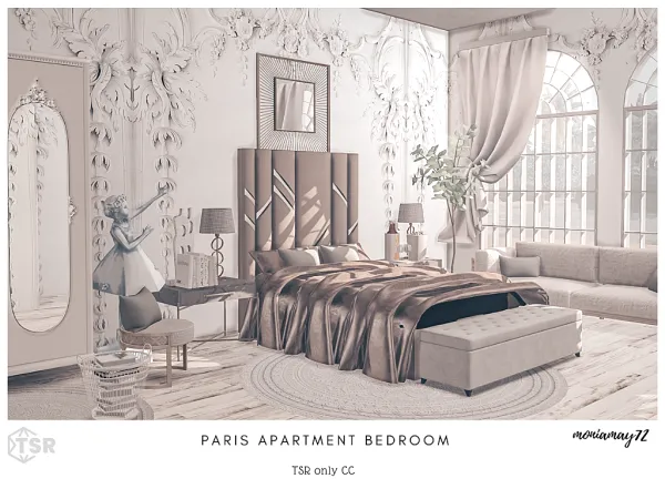 Alpha Paris Apartment Bedroom - The Sims 4 Custom Content