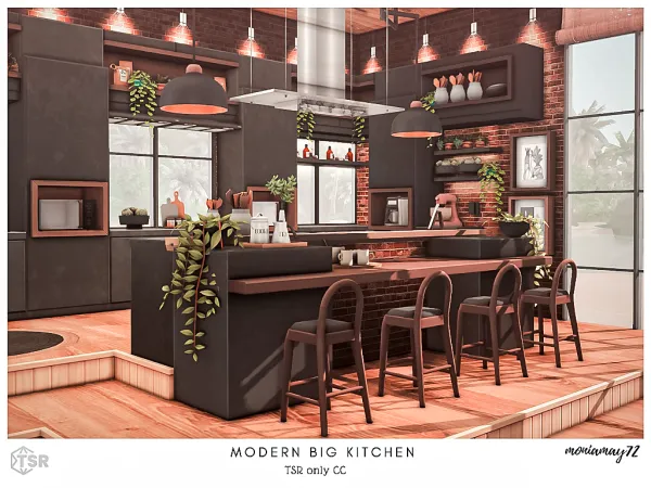 Mix Modern Big Kitchen by moniamay72 - The Sims 4 Custom Content