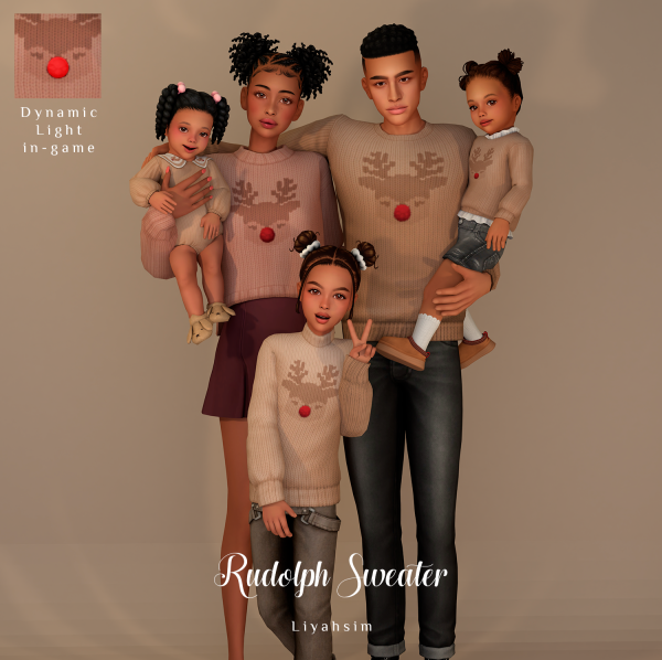 Maxis Match Rudolph Sweater by liyahsim - The Sims 4 Custom Content