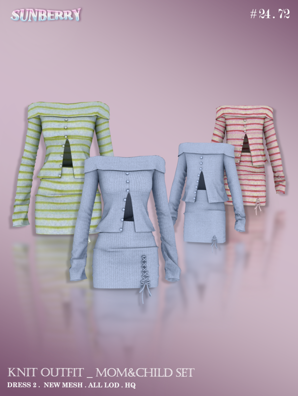 Alpha [SUNBERRY] MomChild Knit outfit 2 SET by simsfinds - The Sims 4 Custom Content