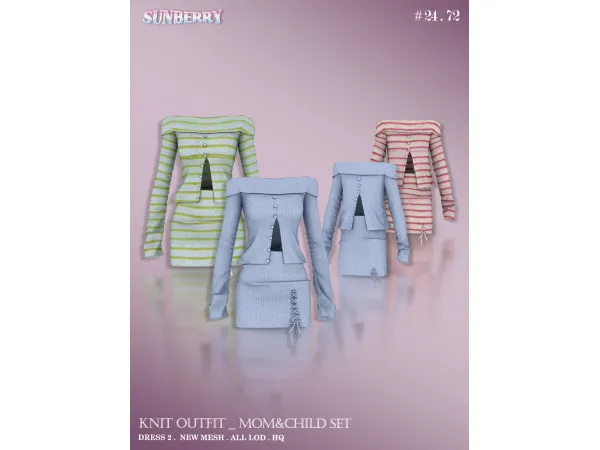Alpha [SUNBERRY] MomChild Knit outfit 2 SET - The Sims 4 Custom Content