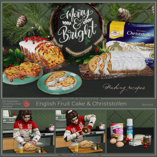 Alpha English Fruit Cake and Christstollen by simsfinds - The Sims 4 Custom Content