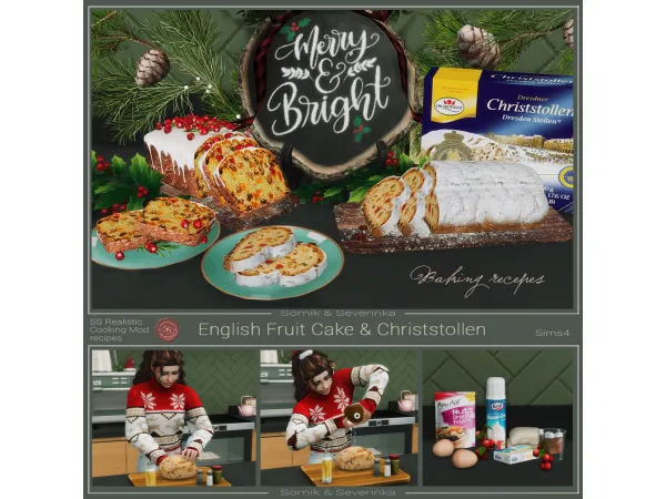 Alpha English Fruit Cake and Christstollen by Somik_Severinka - The Sims 4 Custom Content