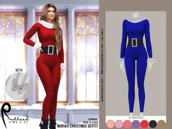 Alpha Mariah Christmas Outfit - The Sims 4 Custom Content