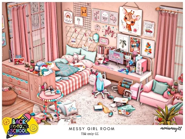 Mix Messy Girl Room by moniamay72 - The Sims 4 Custom Content