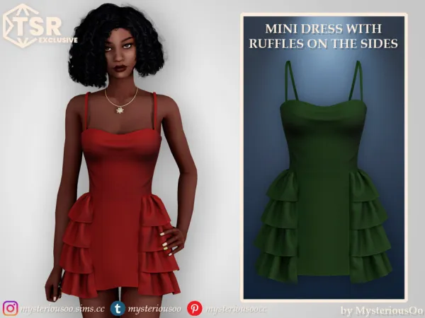 Maxis Match Mini dress with ruffles on the sides by MysteriousOo - The Sims 4 Custom Content