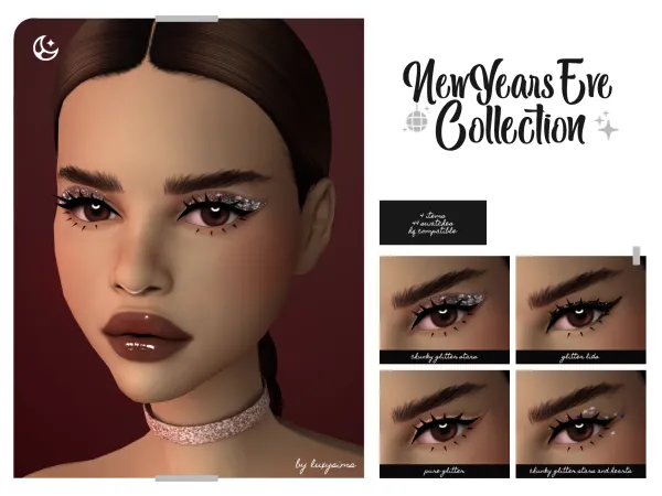 Alpha New Years Eve Makeup Collection by luxysims - The Sims 4 Custom Content
