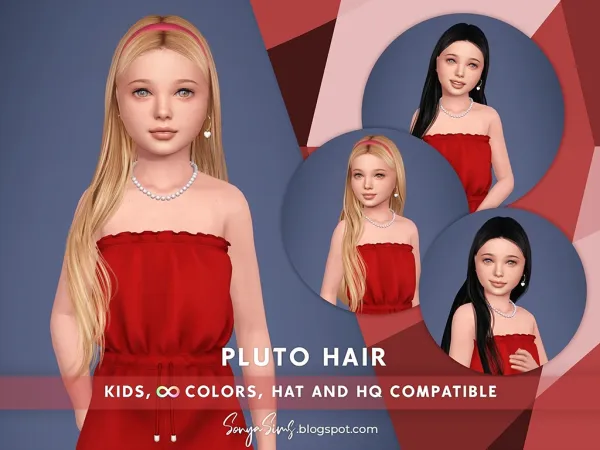 Alpha Pluto Hair FOR KIDS by sonyasims - The Sims 4 Custom Content