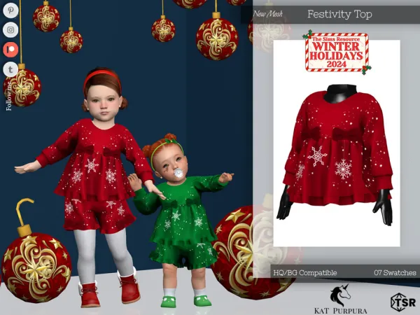 Mix Festivity Top Toddler by thesimsresource - The Sims 4 Custom Content