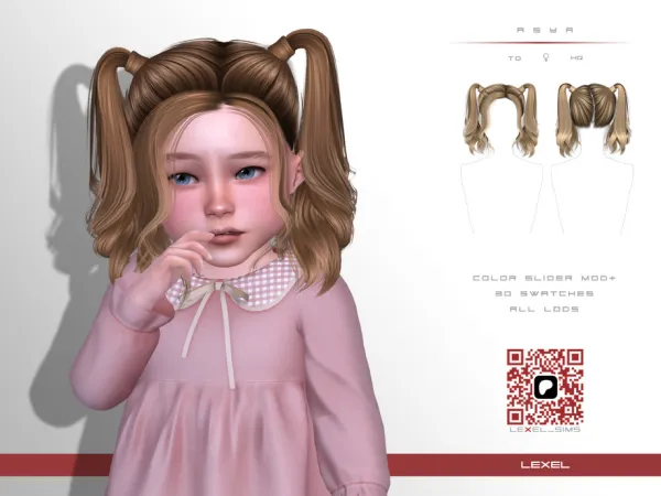 Alpha Asya toddler hairstyle by LexelSims - The Sims 4 Custom Content