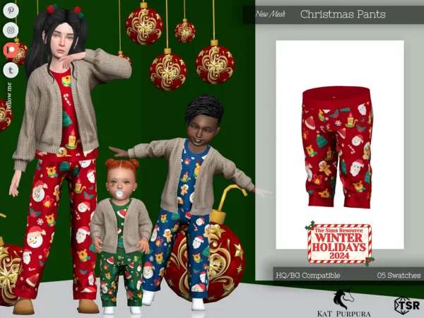 Mix Christmas Pants Infant by KaTPurpura - The Sims 4 Custom Content